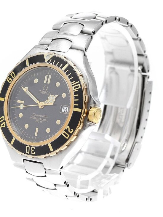 OMEGA Seamaster200m 369.1042 YG bezel Date Black Dial Quartz Men\'s Watch_973669 main image 7